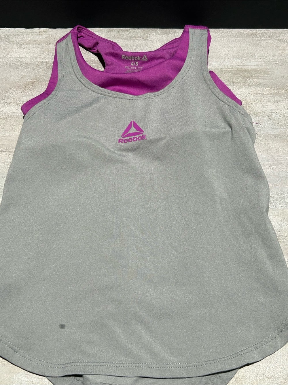 Reebok Gray Tank Top with Purple Accents